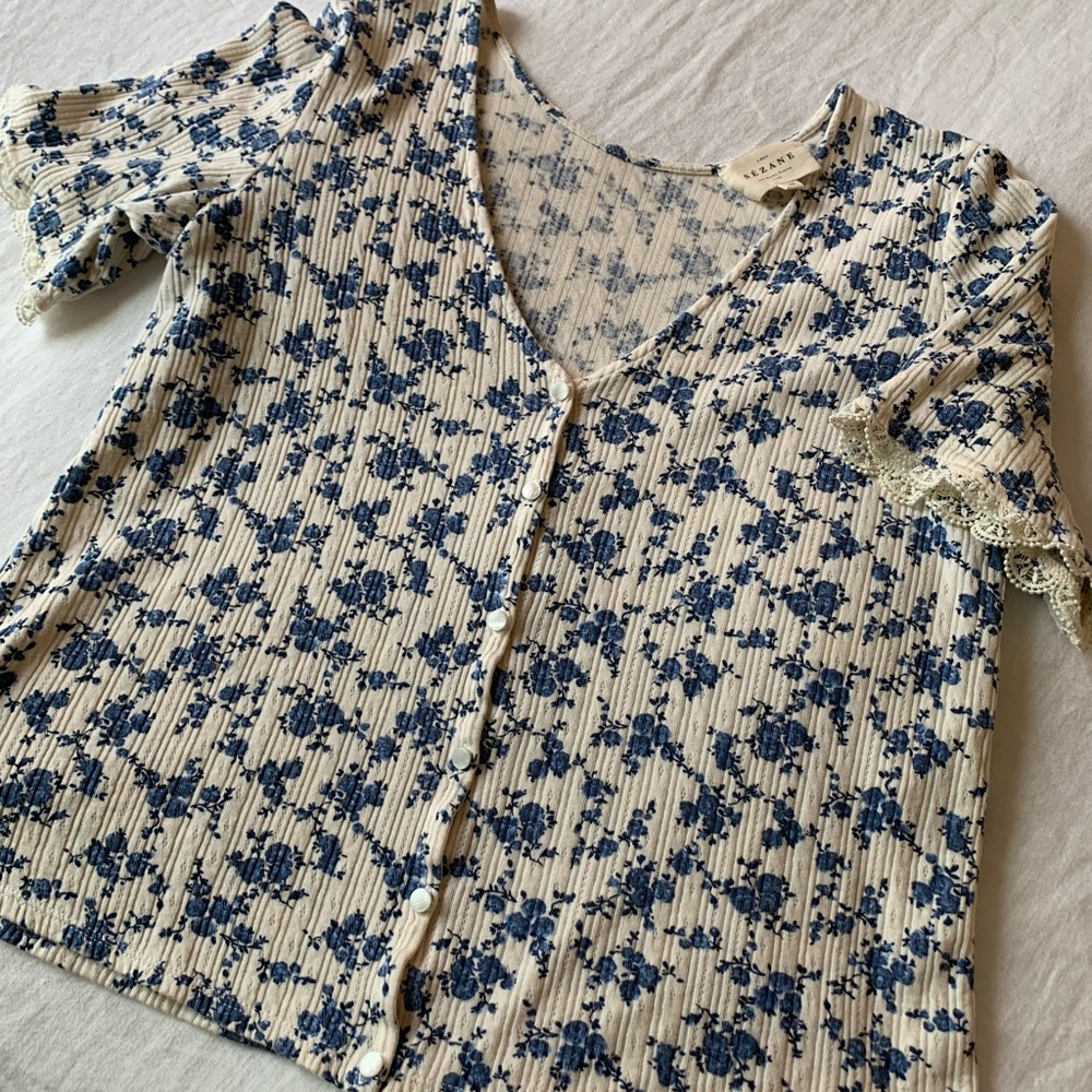 Sezane Celia T-Shirt in Rosa Blue